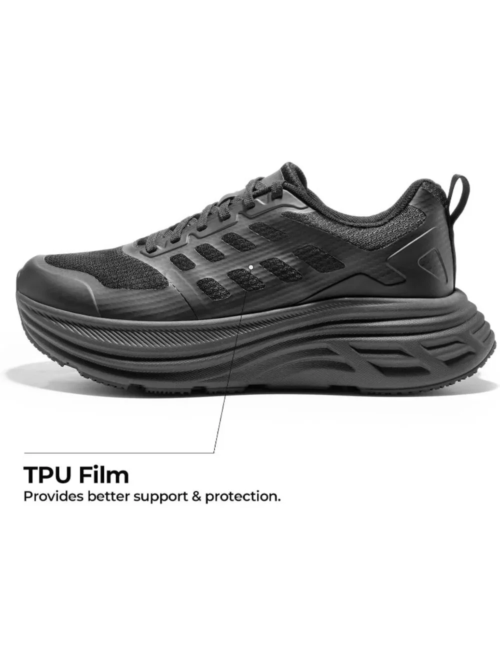Women's Black Walking Shoes Lace Up No Heel Round Toe Athletic Fashion Sneakers